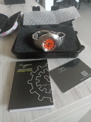 Reloj Seestern Automático Naranja/Plata