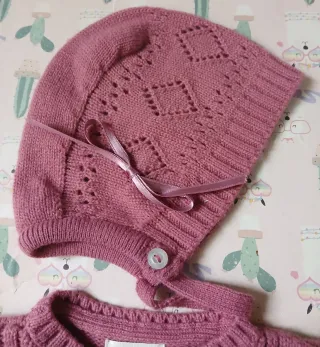Conjunto chaqueta y capota bebé talla 1-3 meses