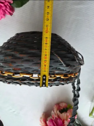 Cesta mimbre asa vintage antigua