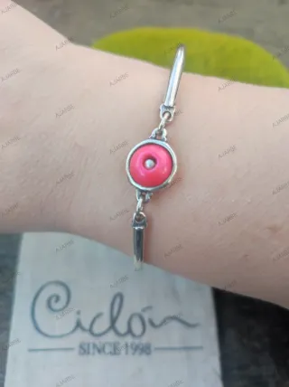 Pulsera Ciclón Plata y Rosa