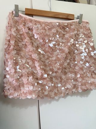 Falda Zara lentejuelas rosa zara viral