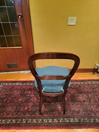 Silla de caoba vintage, azul