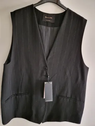 Chaleco Massimo Dutti Raya Diplomática Negro