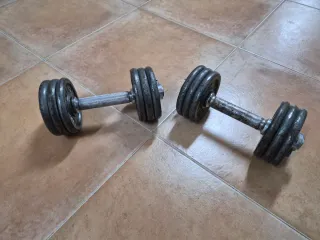 Pesas de gimnasio 6 kg + 1 kg barra