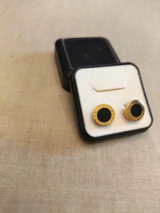 Pendientes Bvlgari Dorados con Negro