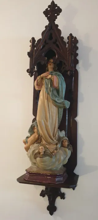 Capilla Hornacina Neogótica Madera Tallada