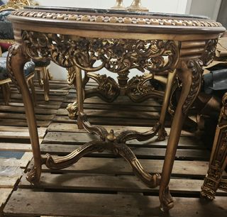 Tavolo rotondo marmo nero e oro