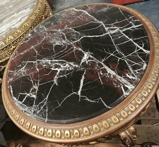 Tavolo rotondo marmo nero e oro