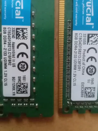 2x 8GB DDR4 Crucial 2133MHz UDIMM