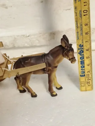 Asino con carretto per presepe Euromarbie
