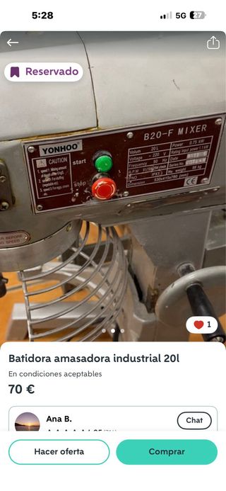 Batidor Amasadora  yonhoo planetaria 20 litros