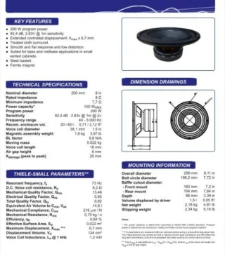 Beyma CM8/B Mid-woofer Low-Mid  8 pulgadas.
