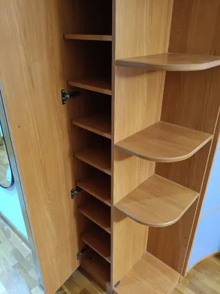 Armario esquinero, balda y cajonera