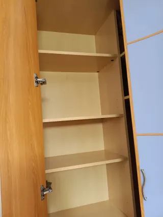 Armario esquinero, balda y cajonera