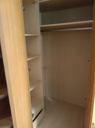 Armario esquinero, balda y cajonera