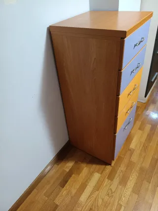 Armario esquinero, balda y cajonera