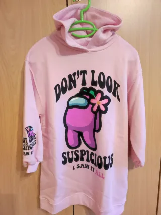 Sudadera Vestido Zara Among Us Rosa Talla 9 años