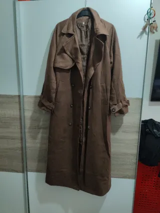 Gabardina larga mujer marrón