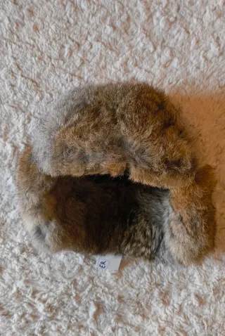 Gorro Ruso de Piel Beige/Marrón Nuevo