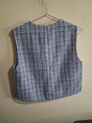 Chaleco tweed azul S