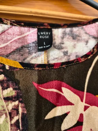 Vestido estampado hojas marrón talla L