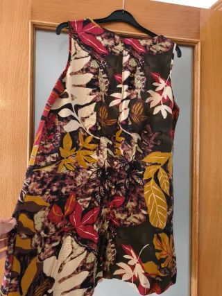 Vestido estampado hojas marrón talla L
