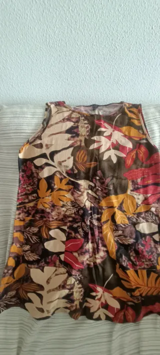 Vestido estampado hojas marrón talla L