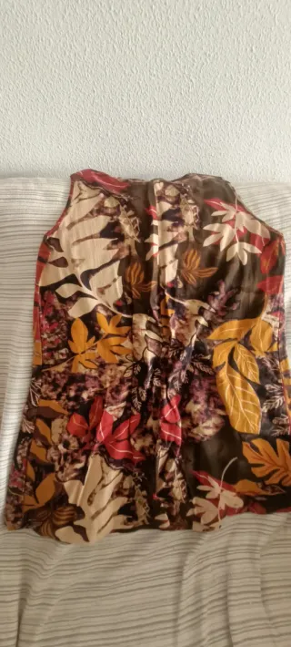 Vestido estampado hojas marrón talla L