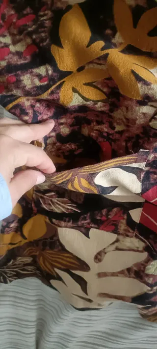 Vestido estampado hojas marrón talla L