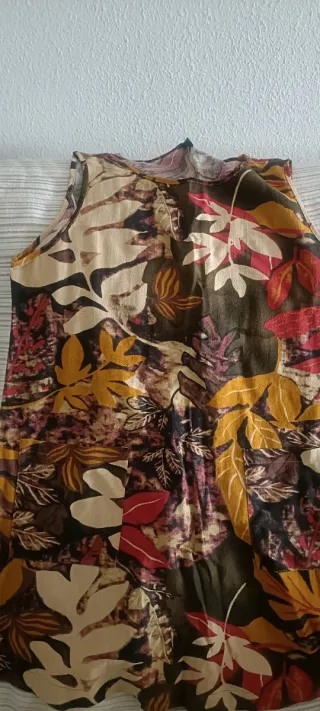 Vestido estampado hojas marrón talla L