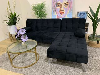 Sofá Cama Chaise Longue Negro 198cm