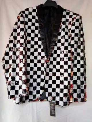 Blazer Lentejuelas Hombre Rojo y Dorado