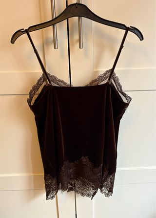 Top terciopelo Zara marrón chocolate Talla S.