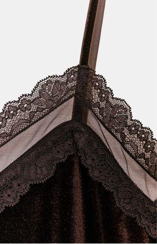 Top terciopelo Zara marrón chocolate Talla S.