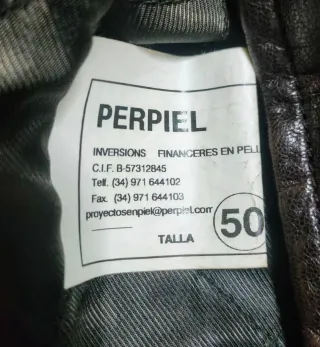 Chaqueta de cuero marrón hombre. Talla 50.