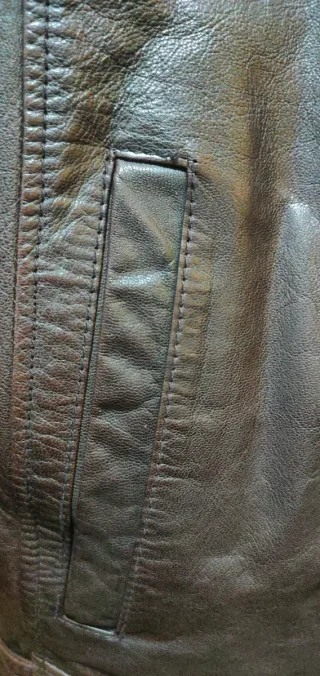 Chaqueta de cuero marrón hombre. Talla 50.