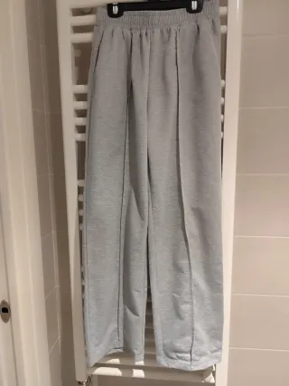 Pantalón ancho gris mujer