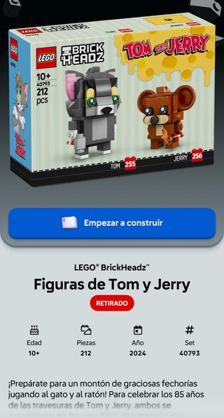 LEGO BrickHeadz Figuras Tom y Jerry 40793