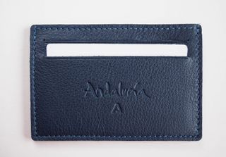 Tarjetero piel Ubrique Andalusia azul oscuro