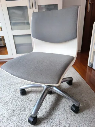 Silla de escritorio regulable gris y blanca