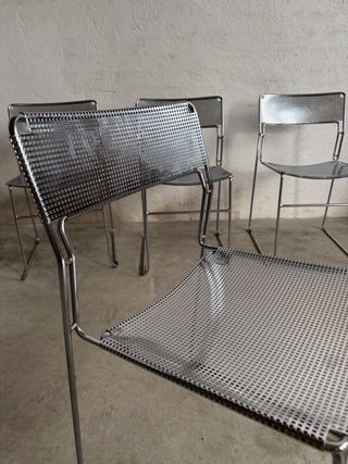 Juego de 4 Sillas Metálicas Plateadas