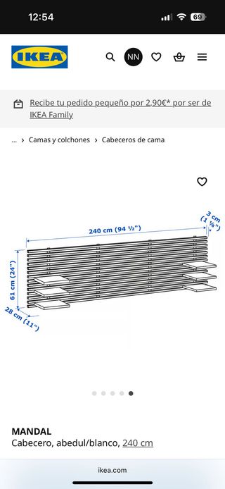 Cabecero Ikea Mandal con Estantes