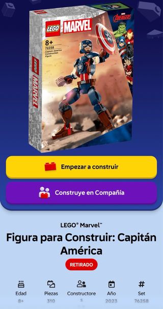 Figura Construir Lego Capitán América 76258