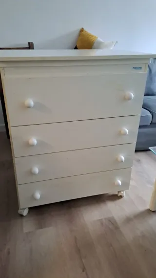 Cambiador bebé blanco 4 cajones