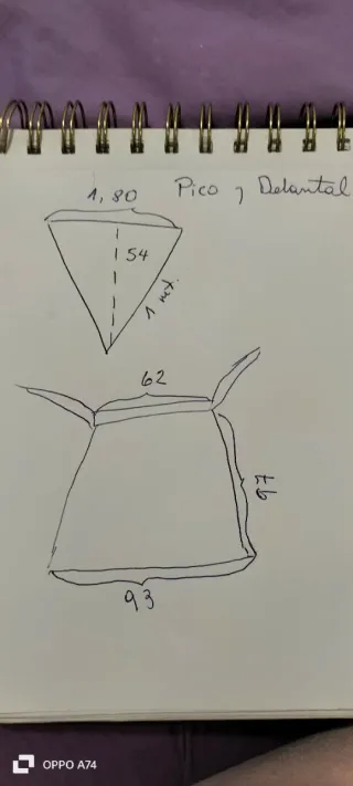 Pico y delantal fallera plumeti blanco