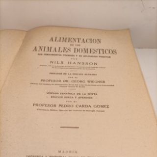 Libro Alimentación de los animales doméstico 1944