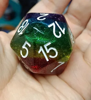 Dado D20 35mm Multicolor. Para juegos de Rol