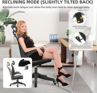 Silla de Oficina Ergonómica Malla Negra