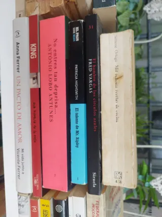 Varios libros entre novelas poesía alimentación