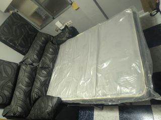 Sofá Cama Tela Negro y Gris